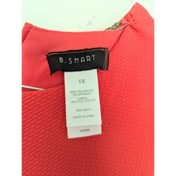 PEACH/CORAL SLEEVELESS DRESS SZ 1X ABOVE KNEE DETACHABLE NECKLACE |RY1 - Picture 3 of 3